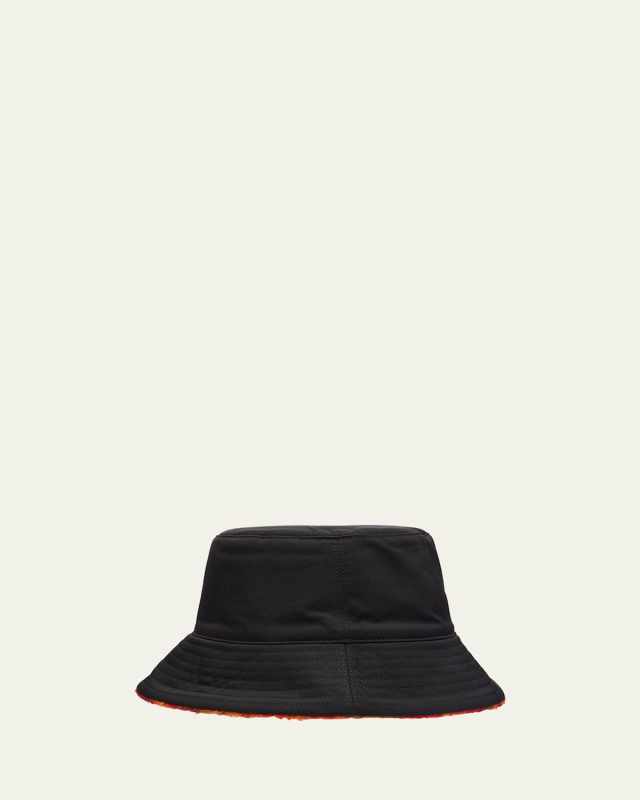 Men's Reversible Nylon to Fleece Check Bucket Hat